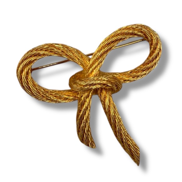 Dior Accessories - Vintage Christian Dior Gold Bow Brooch w/ Original Box